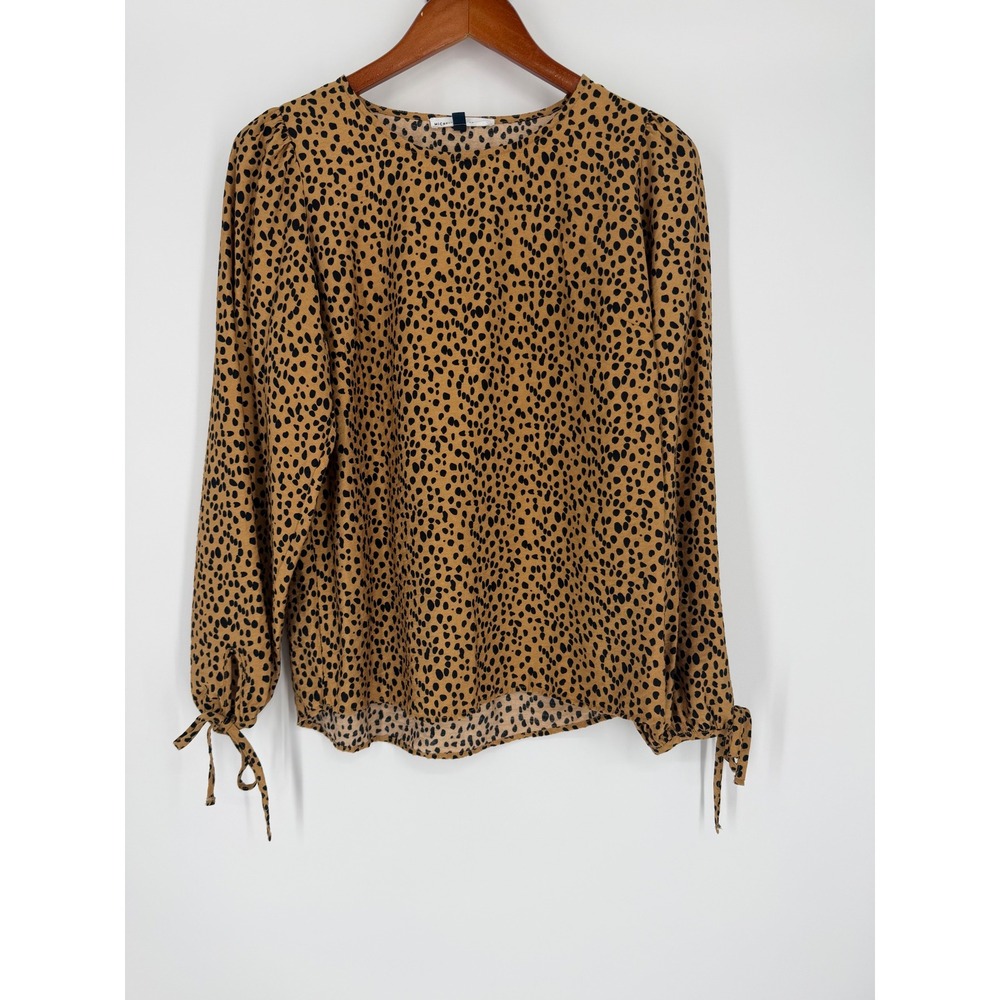Michelle McDowell Womens Top Medium Cheetah Office Chic Career Quiet Luxury Boho